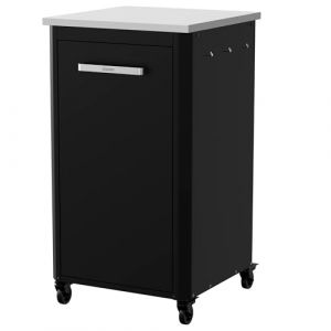 Cozze | Cuisine ext&eacute;rieure 60 H110 cm | Plan de Travail en INOX | Design modulaire | 1 Porte avec Support gaz | 6 Crochets | roulettes &Oslash;75 mm | Structure en Acier Noir