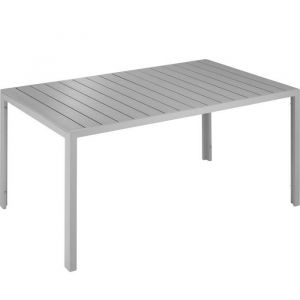 TecTake Table de jardin BIANCA 150 x 90 cm pieds réglables en hauteur - gris/argent