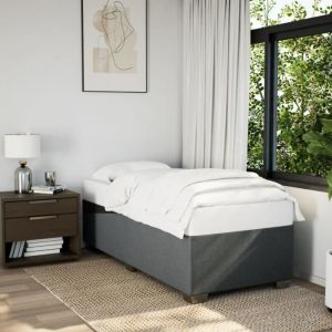 VidaXL Cadre de lit Gris foncé 90x200 cm Tissu, sommier, cadre de lit plateforme, cadre de lit rembourré, meuble de chambre à coucher
