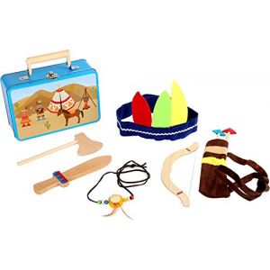 Legler (smb5v)- 3922 Valise d´Enfant Set, Hache, Couteau, flèche, Arc, Bandeau et Collier d’Indien, à partir de 3 Ans déguisement