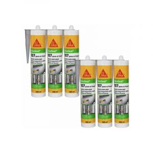 Sika Lot de 6 mastics acryliques seal 107 Joint et fissure - Gris - 300ml - Gris