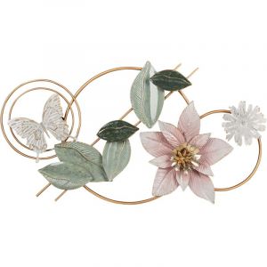 Beliani D&eacute;coration Murale Moderne en Fer Fait &agrave; la Main Fleurs Multicolore Thorium