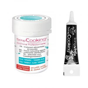 Colorant alimentaire en poudre turquoise + Stylo gla