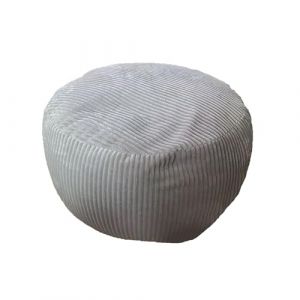 Relaxdays Pouf, Cord, H x D : 25 x 35 cm, Rembourrage en polystyrène, Coussin de Sol Rond, Pouf, Gris Clair