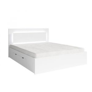 Lit nofi 140 x 200 cm avec sommier et 2 tiroirs de rangement - blanc