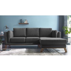 Image de Bobochic Canapé d'angle droit fixe Seattle gris foncé - 242x170/86x84 cm