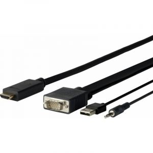 Vivolink Inconnu Pro VGA + Audio to HDMI 5M 5m HDMI VGA (D-Sub) + 3.5mm + USB A Noir