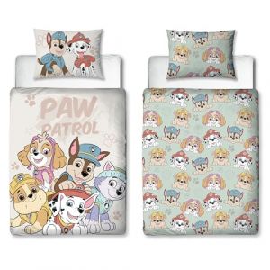 Character World Housse de Couette Officielle pour lit b&eacute;b&eacute; Paw Patrol | Parure de lit Junior r&eacute;versible Double Face au Design esquiss&eacute;, avec taie d'oreiller Assortie. Marques