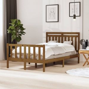 VidaXL Cadre de Lit Bois Massif Marron Miel 120x200 cm - Brun