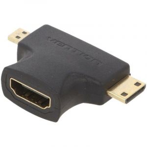 Adaptateur HDMI femelle micro HDMI prise male mini HDMI prise male 3D - Noir