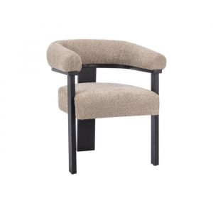 Pascal Morabito Chaise avec accoudoirs en tissu bouclette et bois d'hévéa noir - Taupe - livelia de