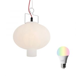 Qazqa Suspension intelligente d'extérieur blanche 35 cm avec prise rouge, incluant Wifi A60 - Pion