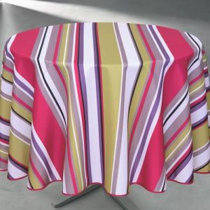 Home maison Homemaison - Nappe Ronde Anti Taches &agrave; Rayures - 100% Polyester-Fibre - Rev&ecirc;tement Antimanchas - &Eacute;l&eacute;gante et Fonctionnelle pour D&eacute;coration Moderne - 160 x 160 cm - Vert