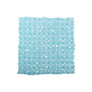 MSV Tapis Fond de douche PVC GALETS 53x53cm Bleu Transparent
