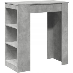VidaXL Table De Bar Avec Étagères Gris Béton Bois D'ingénierie
