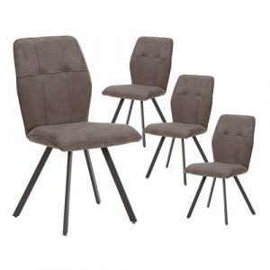 SELMA - Lot de 4 Chaises Tissu Gris Anthracite Effet Tricoté Pieds Métal Noir - Altobuy