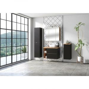 Colonne de salle de bain - 170 cm - Gris - 2 portes - LISOA