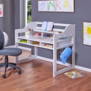 Interlink Bureau enfant réglable 112x68x91 cm en pin massif blanc