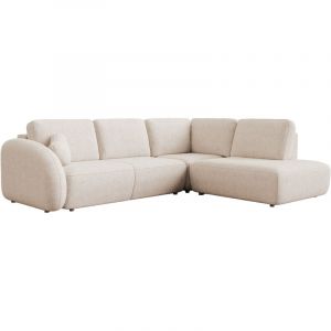 Mobilier Deco - djena - Canap&eacute; d'angle convertible avec coffre en tissu bouclette beige - Angle droit