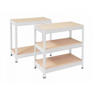 &Eacute;tag&egrave;re m&eacute;tallique de Rangement renforc&eacute;e &agrave; Charge Lourde Grizzly 5 &Eacute;tages Blanc 180 x 90 x 60 cm Charge Max : 875 kg