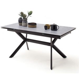 Image de Pegane Table à manger extensible en métal / verre aspect béton - L.160-240 x H.76 x P.90 cm