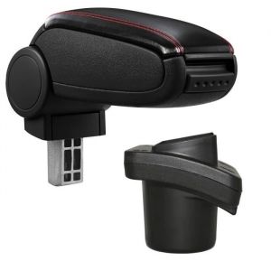 ProTec Accoudoir central pour Citroen C2 - avec compartiment - rembourré - cuir-synthétique - noir avec des coutures rouges