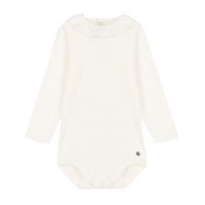 Petit Bateau Body à manches longues et col Blanc - Taille 6 Mois