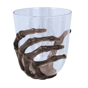 Verre gobelet décoratif main squelette 9.5cm - guirca 24503