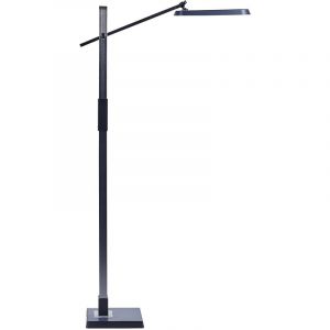 Beliani Lampadaire Gris Fonc&eacute; en Mat&eacute;riaux Synth&eacute;tiques 144 cm &agrave; led Bras R&eacute;glable Aquarius