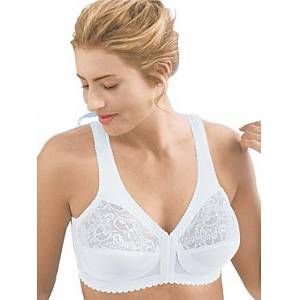 Glamorise Soutien-gorge de tous les jours Femme Magic Lift Full Figure Support Front Close Bra - Blanc (White) - 110H (Taille Fabricant : 42H)