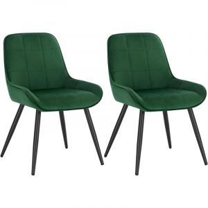 Woltu - Chaises de Salle à Manger Lot de 2. Chaises Relaxantes en Velours. Ergonomiques avec Dossier. Vert foncé BH331dgn-2 - Vert foncé