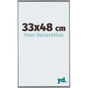 Yd. Your Decoration - Cadre 33x48 cm - Cadre Photo en Plastique Avec Verre acrylique - Anti-Reflet - Argent Brillant - Cadre Decoration Murale - Evry