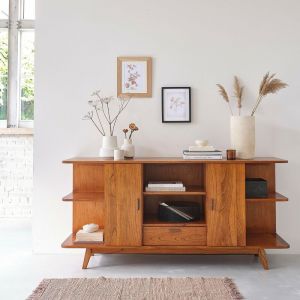 Bois Dessus Bois Dessous Buffet vintage en bois de mindy 2 portes 1 tiroir - Teinte orangée