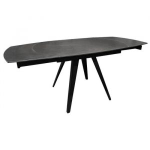 Table extensible ovale 120/180 cm c&eacute;ramique gris et m&eacute;tal - adelphia 3