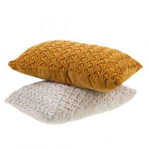 Amadeus Coussin cosy crème et moutarde 40x60 cm (lot de 2) - Multicolore - Velours