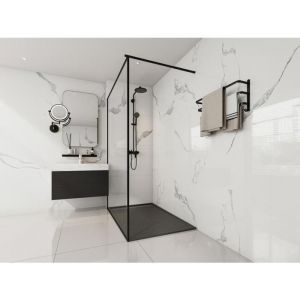 Receveur à poser ou encastrer en résine avec siphon - Noir - 140 x 90 cm - LYROSA
