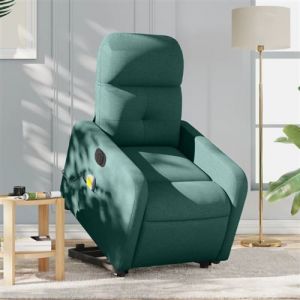VidaXL Fauteuil de relaxation, massage, inclinable électrique réglable tissu vert foncé