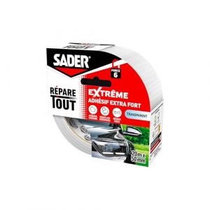 Sader Repare Tout Extrême Transparent – Adhésif Extra Fort – Hautes Performances – Intérieur & Exterieur – Toutes Surfaces – Facile à Découper – 20m x 50mm