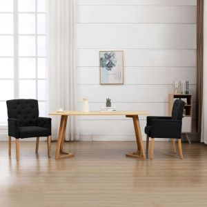 Image de VidaXL Chaise de salle à manger avec accoudoirs Noir Tissu