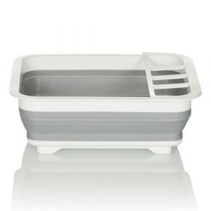 hjh OFFICE Bac d'égouttage / égouttoir CLEAN SIL pliable, silicone gris/blanc