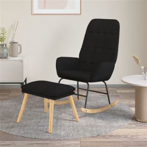VidaXL Chaise à bascule avec repose-pied Noir Tissu