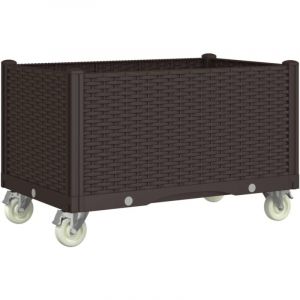VidaXL Jardinière à roulettes marron 80x50x54 cm PP