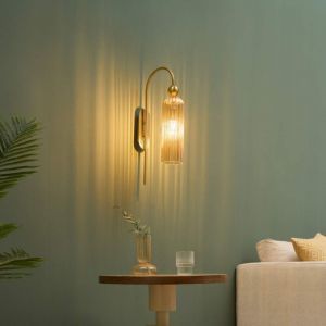 Kosilum Applique cloche dorée verre ambré texturé - Leonora