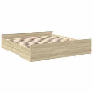 VidaXL Cadre de lit à tiroirs chêne sonoma 180x200cm bois d'ingénierie, lit, lit de rangement, cadre de lit double, lit double