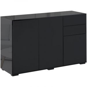 Homcom Commode buffet de rangement 2 tiroirs coulissants 3 portes étagère réglable panneaux de particules 117 x 36 x 74 cm noir