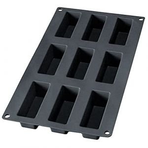L&eacute;ku&eacute; Moule p&acirc;tisserie Mini Cake 9 cavit&eacute;s, silicone platine noir