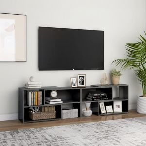 Image de VidaXL Meuble TV Gris brillant 149x30x52 cm Aggloméré