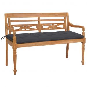 Image de VidaXL Banc Batavia avec coussin anthracite 150 cm Bois de teck massif. Produit Neuf ! Garantie 0 ans !