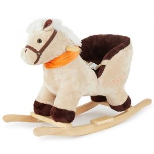 Bieco Animal &agrave; Bascule - Cheval - Peluche Douce - S&eacute;curit&eacute; - Bois Massif