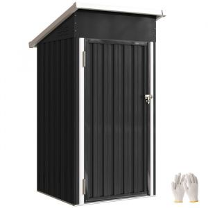 Outsunny Abri de jardin - toit inclin&eacute; - porte verrouillable et a&eacute;rations - acier galvanis&eacute; - 107,5x91x185cm - gris fonc&eacute;